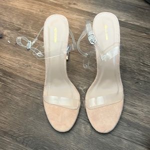 clear strapped heels